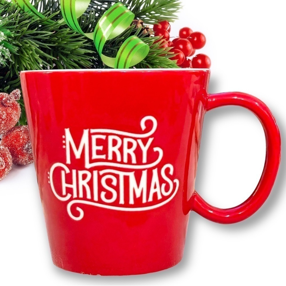 HALLMARK Embossed Merry Christmas 16 oz Ceramic Coffee Mug